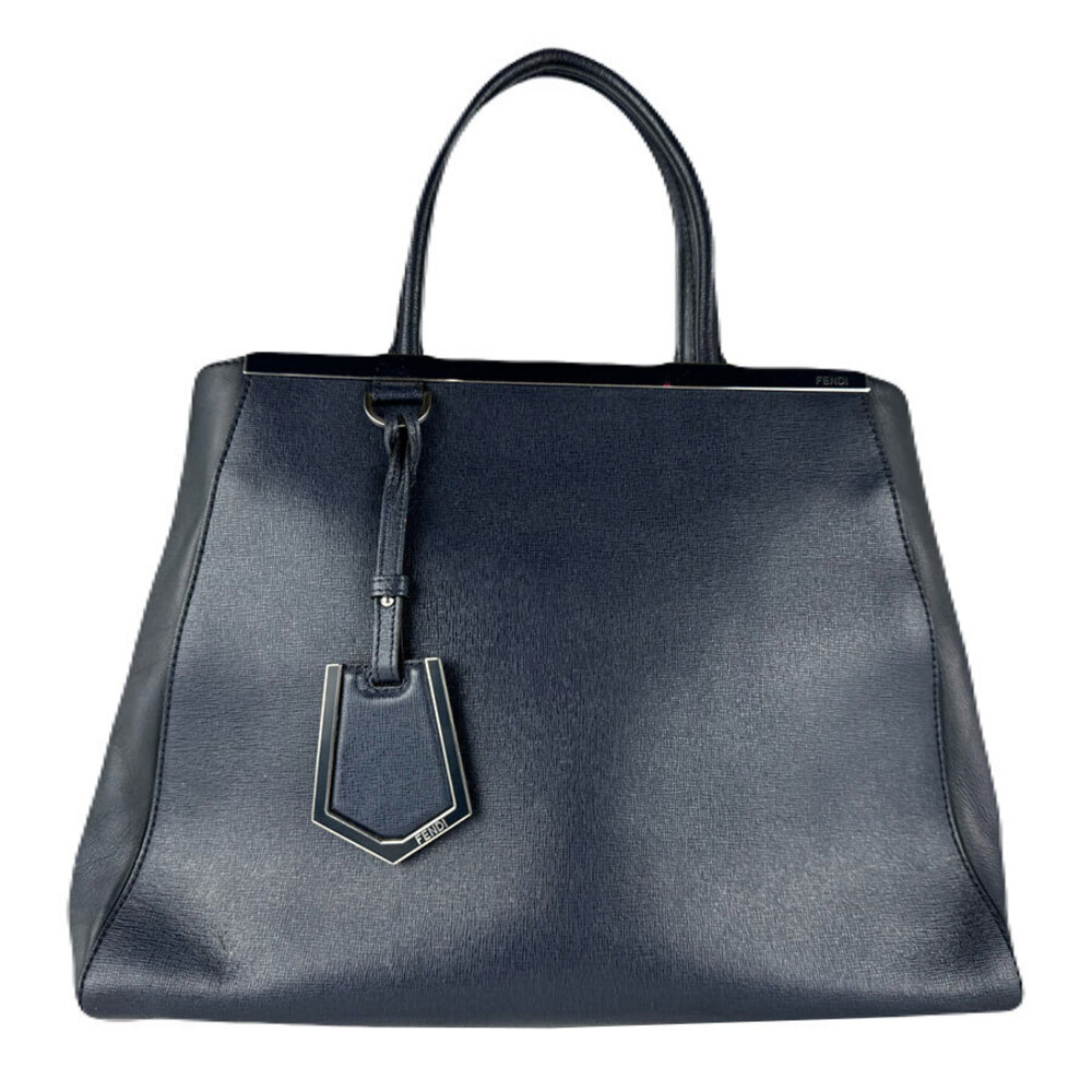 Fendi 2way Shoulder Bag Toujours Leather Navy Blue
